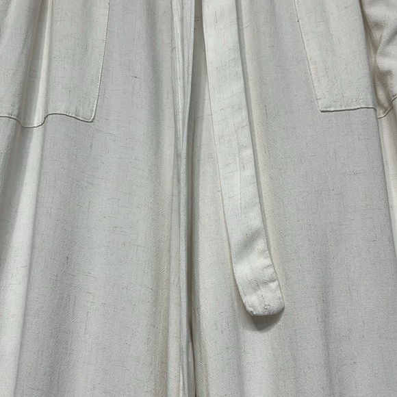 Monteau Ivory White Wide Leg Crop Pant Scalloped Hem, Pullon Rayon Linen M Cute! - Picture 5 of 6